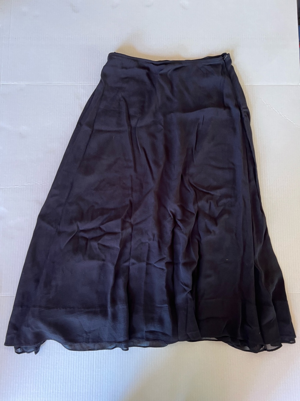 Mid-Length, A-Line Black Formal Slip Skirt - Eileen Fisher - Size S